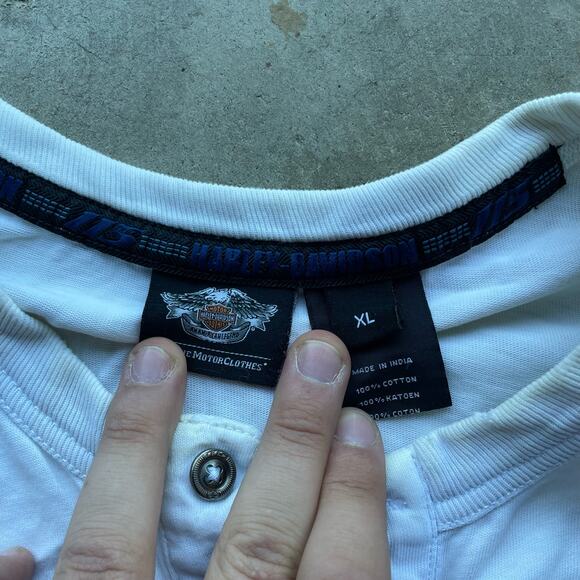 VINTAGE HARLEY DAVIDSON LONGSLEEVE WHITE SHIRT XL SLEEVE - Picture 4 of 6